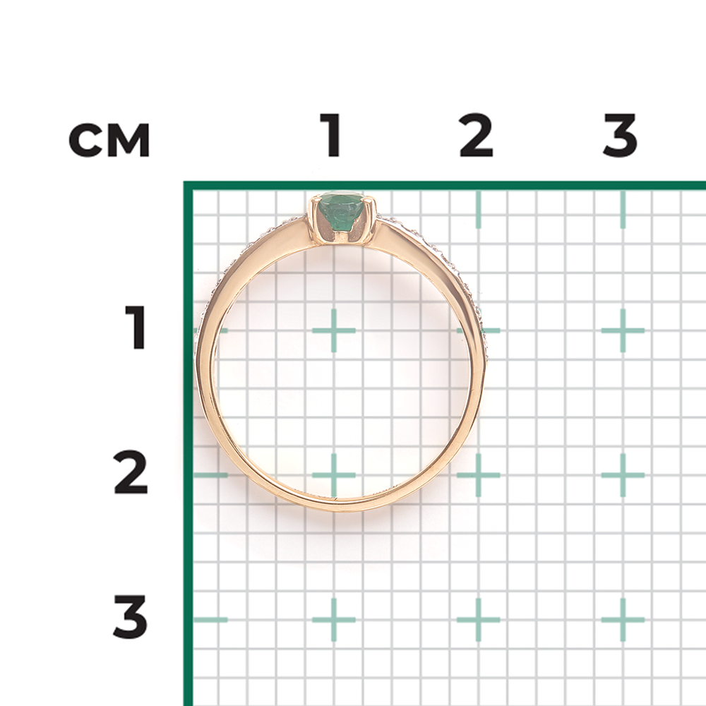 Кольцо из красного золота с изумрудом и бриллиантами 01-0357-00-106-1110-30