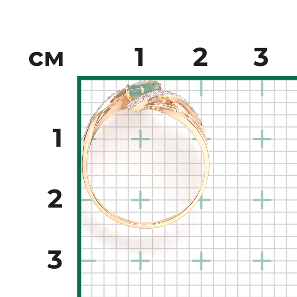 Кольцо из красного золота с изумрудом и бриллиантами 01-0359-00-106-1110-30