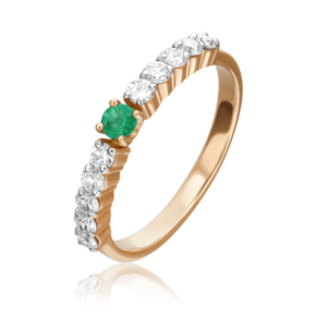 Кольцо из красного золота с изумрудом и бриллиантами 01-0369-00-106-1110-30