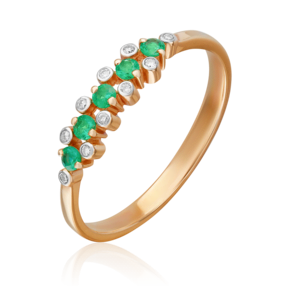 Кольцо из красного золота с изумрудами и бриллиантами 01-0373-00-106-1110-30