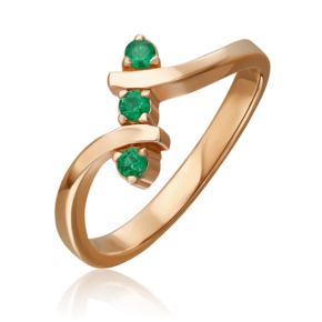 Кольцо из красного золота с изумрудами 01-0375-00-103-1110-30
