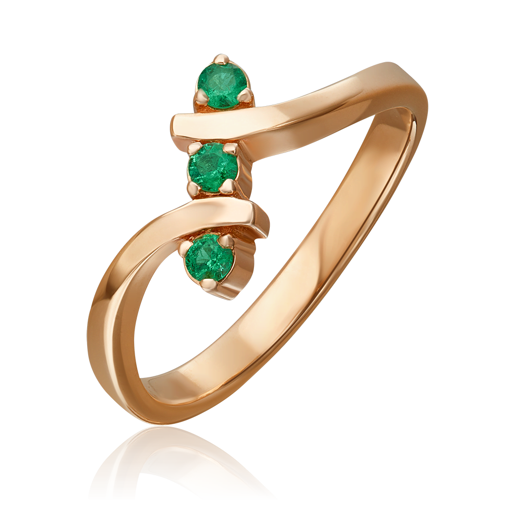 Кольцо из красного золота с изумрудами 01-0375-00-103-1110-30