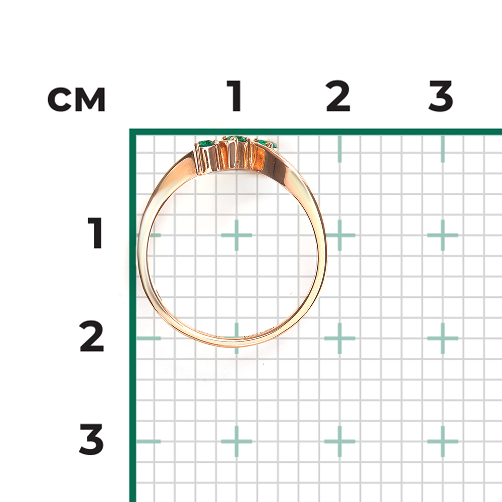 Кольцо из красного золота с изумрудами 01-0375-00-103-1110-30