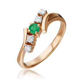 Кольцо из красного золота с изумрудом и бриллиантами 01-0377-00-106-1110-30