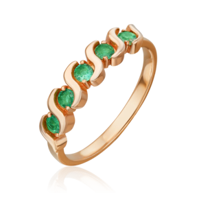 Кольцо из красного золота с изумрудами