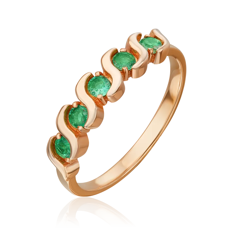 Кольцо из красного золота с изумрудами 01-0391-00-103-1110-30
