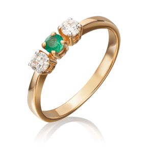 Кольцо из красного золота с бриллиантами и изумрудом 01-0393-00-106-1110-30