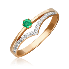 Кольцо из красного золота с изумрудом и бриллиантами 01-0405-00-106-1110-30