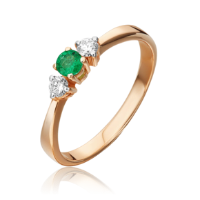Кольцо из красного золота с изумрудом и бриллиантами 01-0427-00-106-1110-30