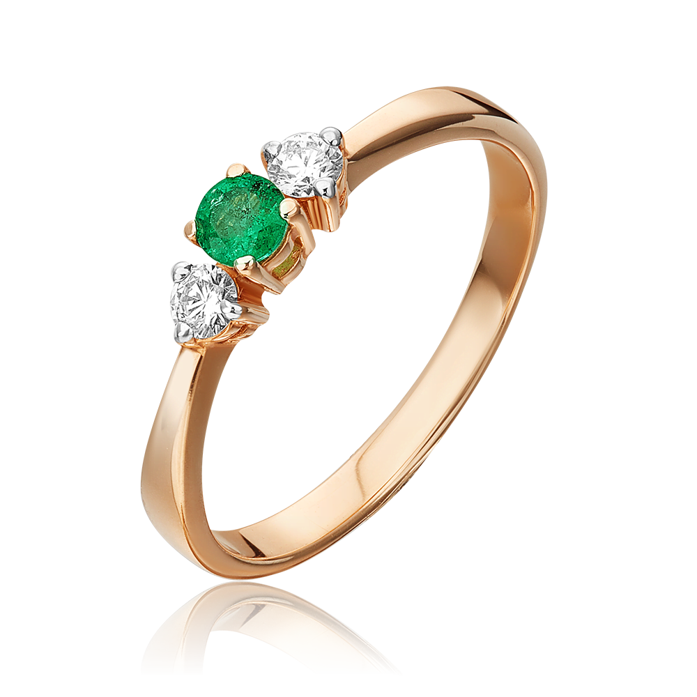 Кольцо из красного золота с изумрудом и бриллиантами 01-0427-00-106-1110-30