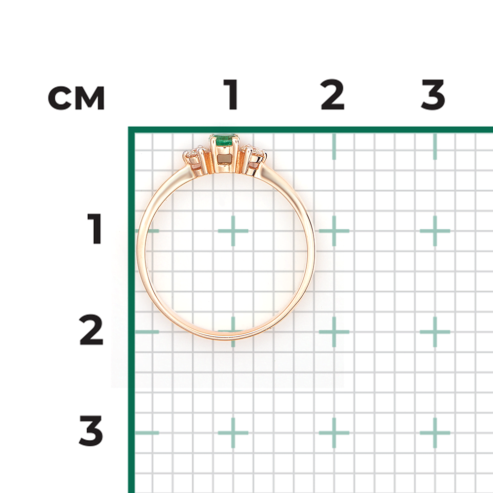 Кольцо из красного золота с изумрудом и бриллиантами 01-0427-00-106-1110-30