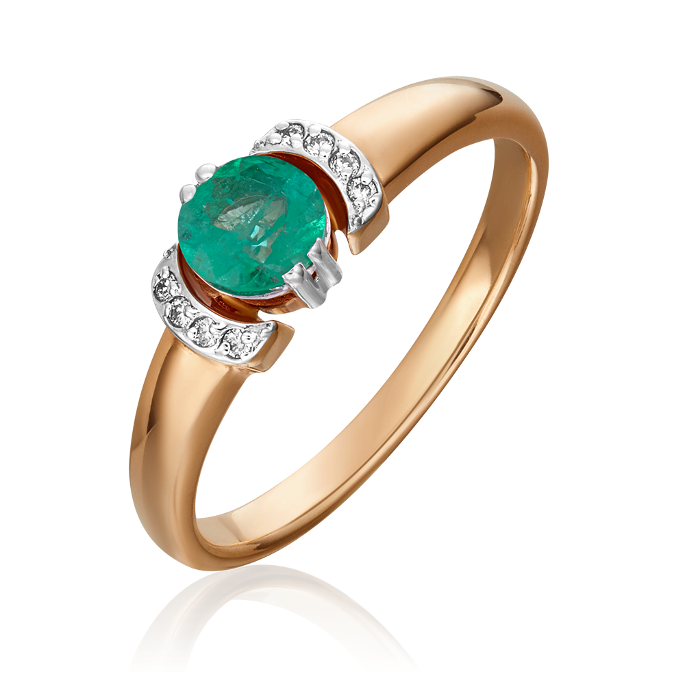 Кольцо из красного золота с изумрудом и бриллиантами 01-0445-00-106-1110-30