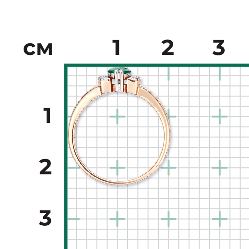Кольцо из красного золота с изумрудом и бриллиантами 01-0445-00-106-1110-30