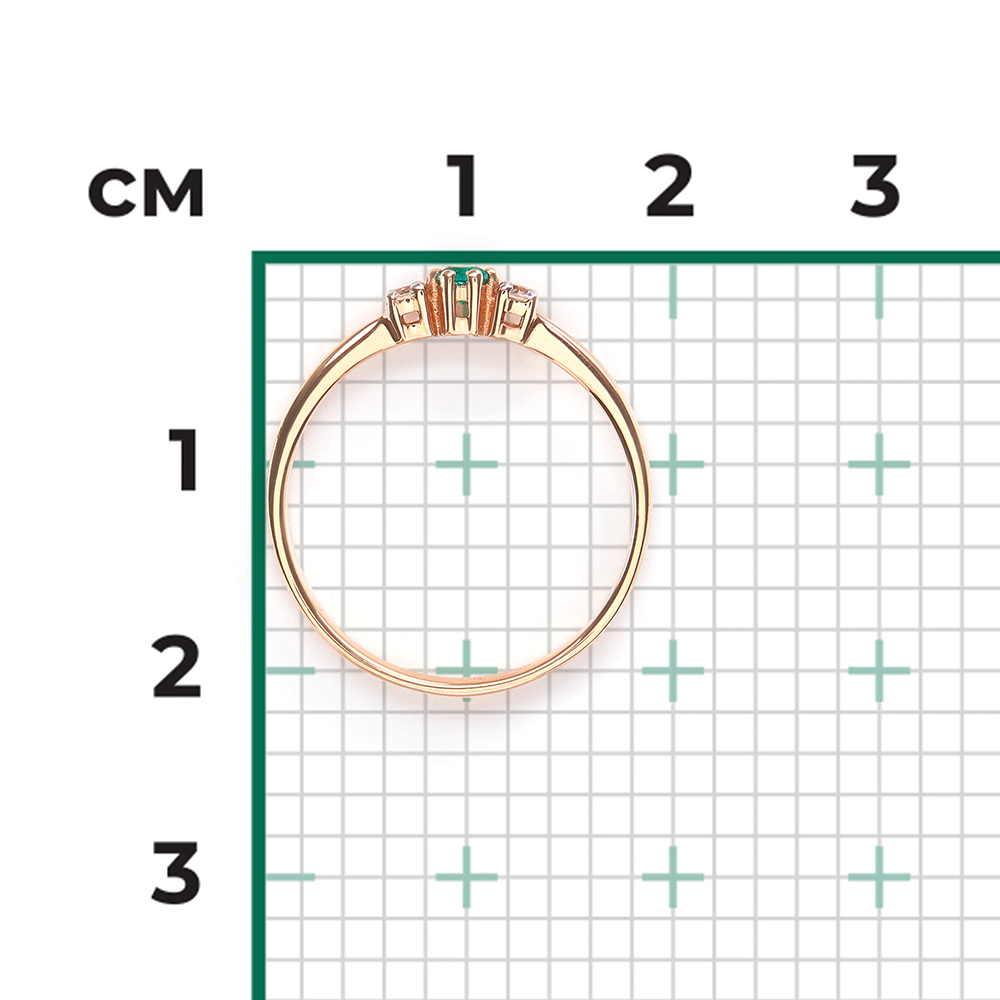 Кольцо из красного золота с изумрудом и бриллиантами 01-0459-00-106-1110-30