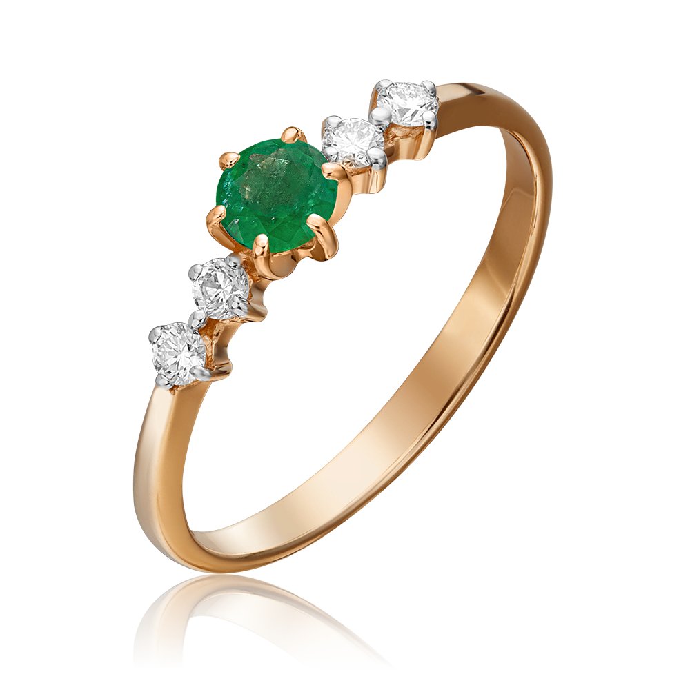 Кольцо из красного золота с изумрудом и бриллиантами 01-0465-00-106-1110-30