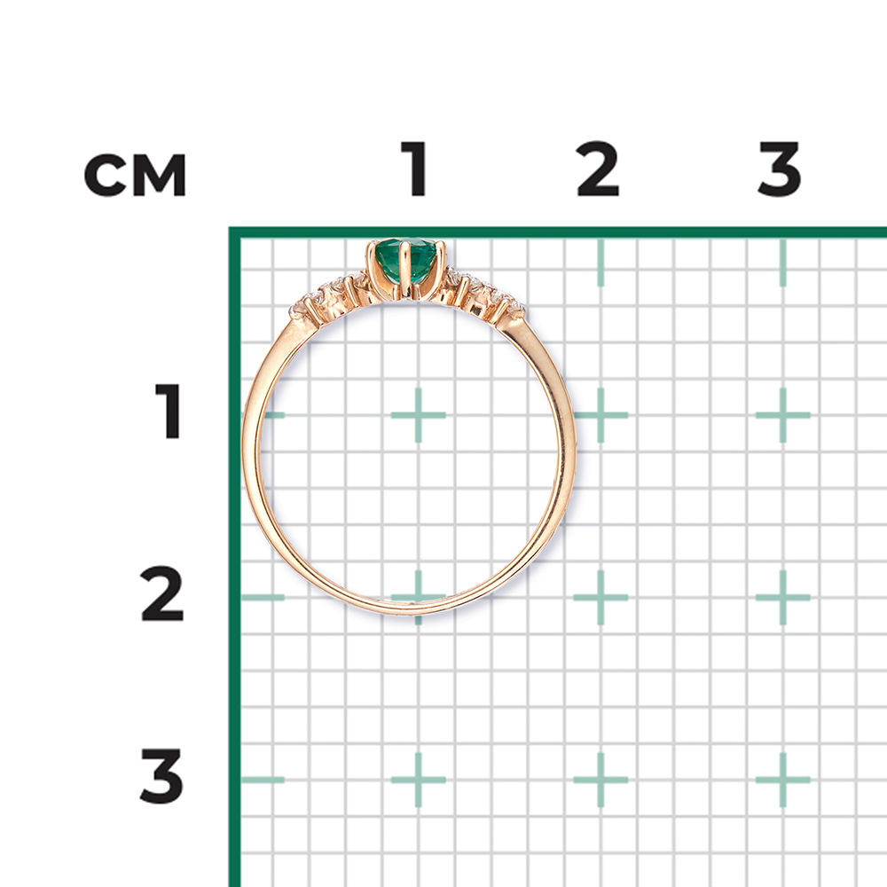 Кольцо из красного золота с изумрудом и бриллиантами 01-0465-00-106-1110-30