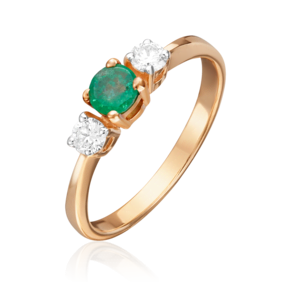 Кольцо из красного золота с изумрудом и бриллиантами 01-0477-00-106-1110-30