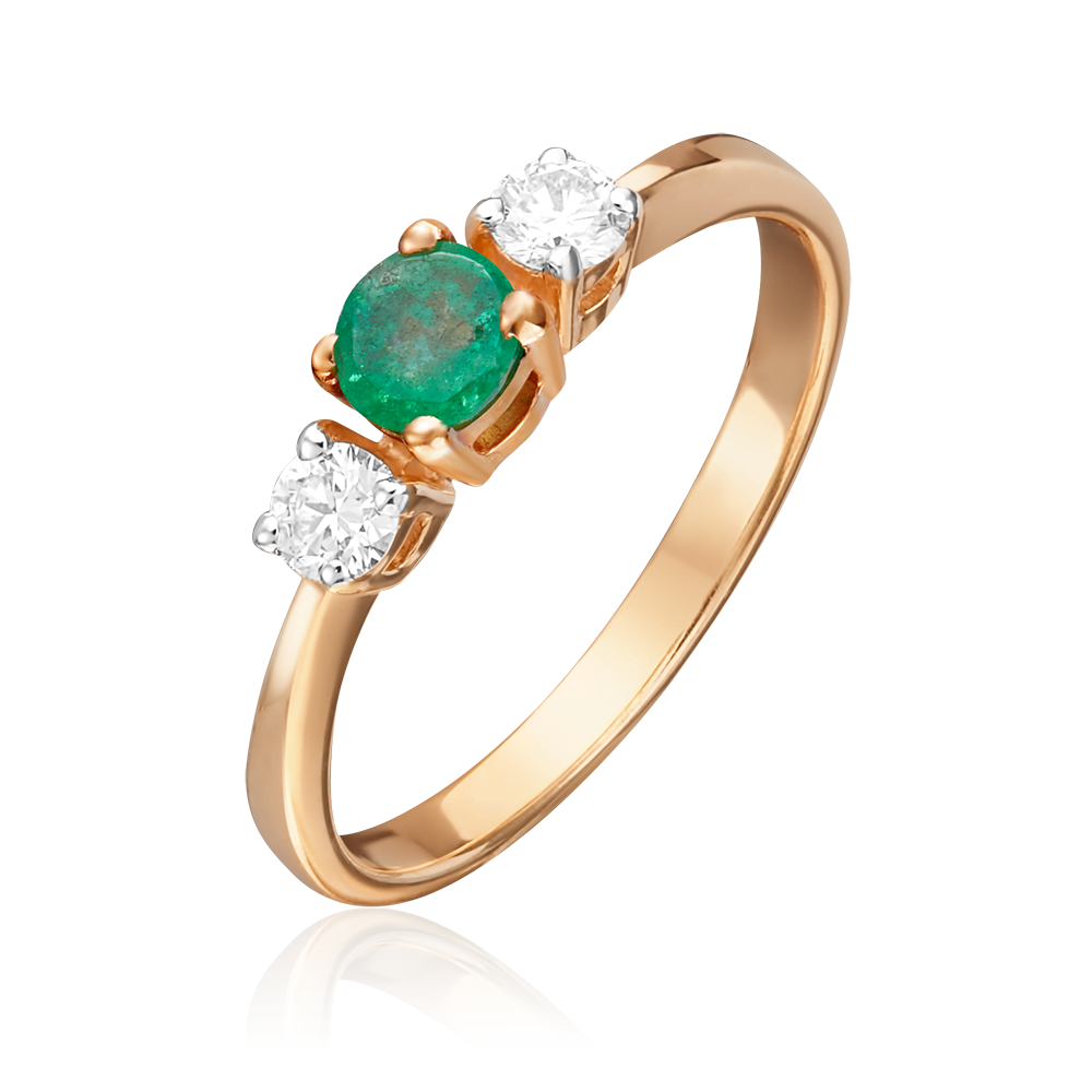 Кольцо из красного золота с изумрудом и бриллиантами 01-0477-00-106-1110-30