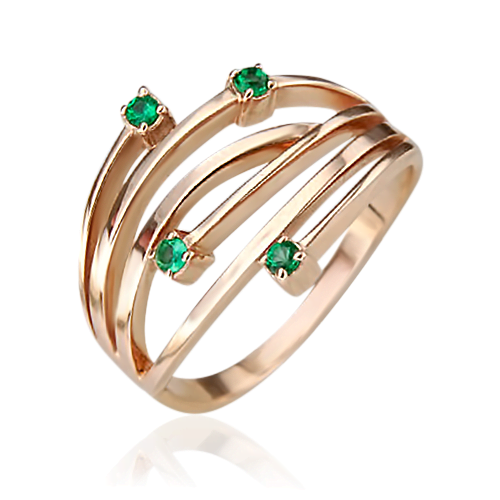 Кольцо из красного золота с изумрудами 01-0483-00-103-1110-30