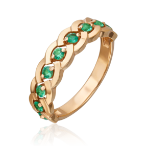 Кольцо из красного золота с изумрудами 01-0487-00-103-1110-30