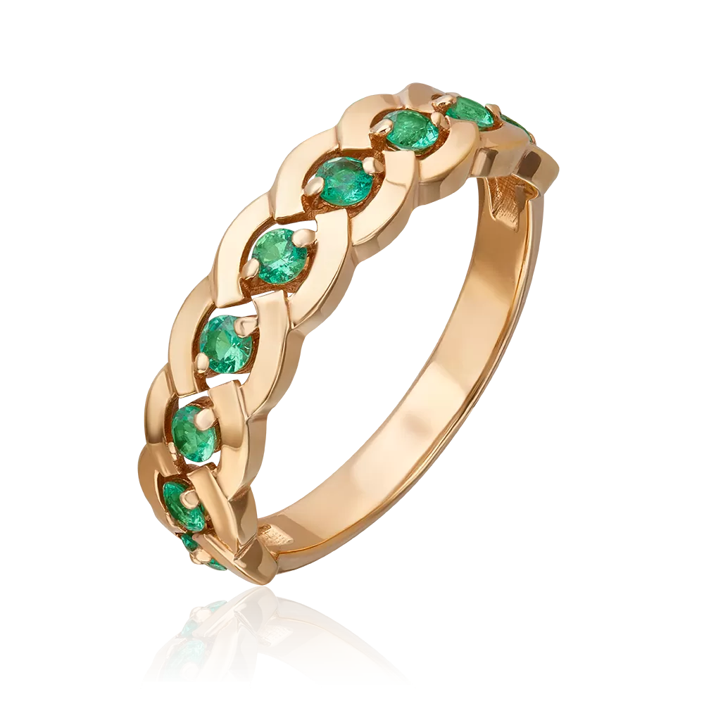 Кольцо из красного золота с изумрудами 01-0487-00-103-1110-30