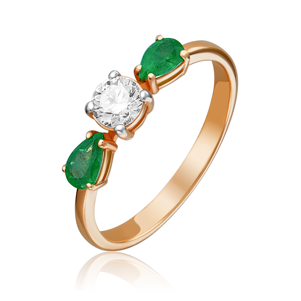 Кольцо из красного золота с изумрудами и бриллиантом 01-0489-00-106-1110-30