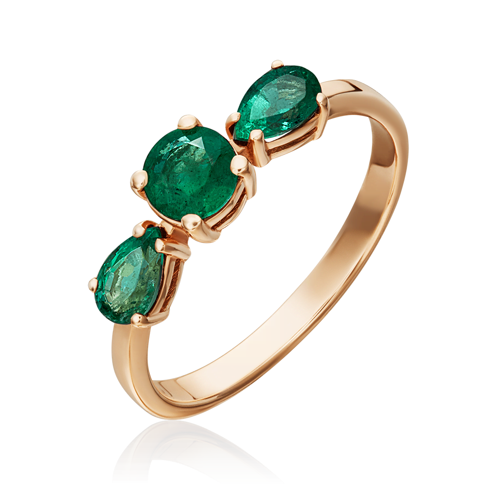 Кольцо из красного золота с изумрудами 01-0491-00-103-1110-30