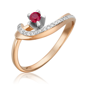 Кольцо из красного золота с рубином и бриллиантами 01-0047-00-107-1110-30