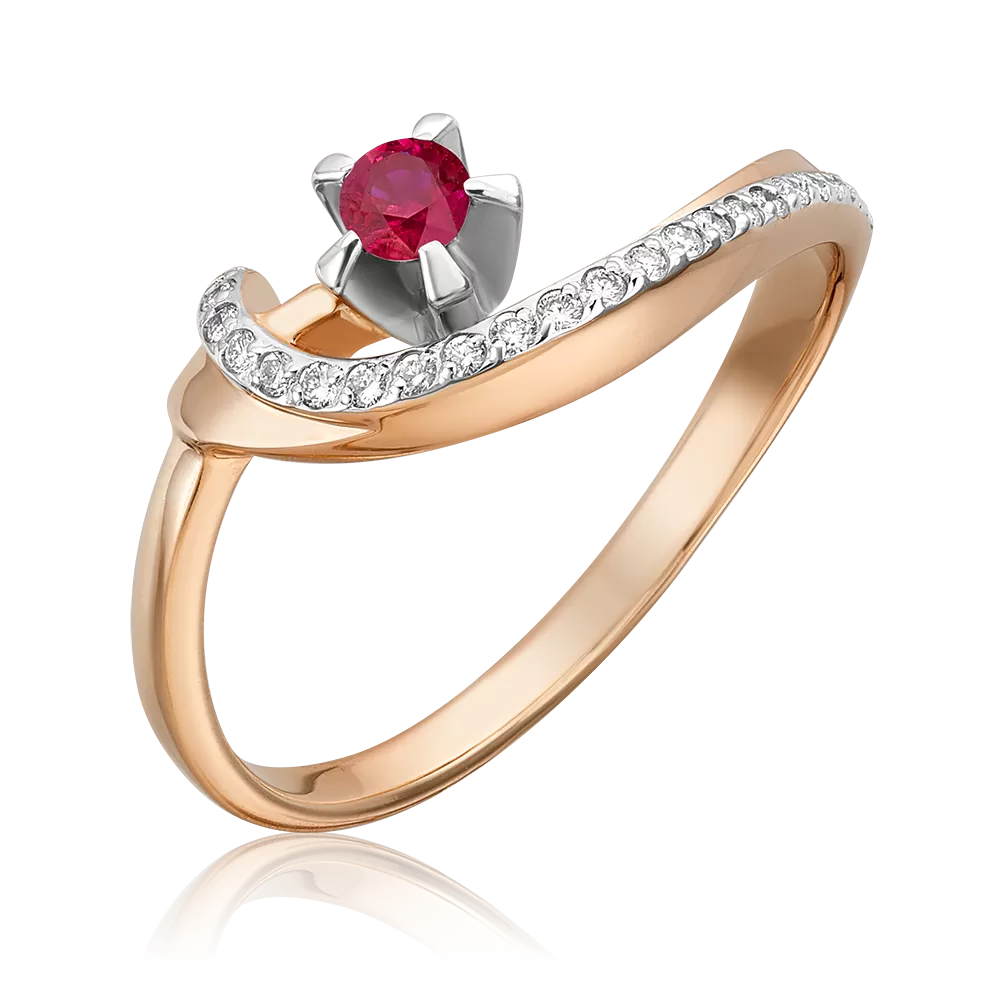 Кольцо из красного золота с рубином и бриллиантами 01-0047-00-107-1110-30
