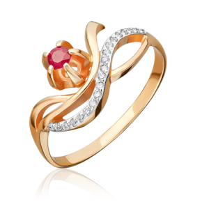 Кольцо из красного золота с рубином и бриллиантами 01-0073-00-107-1110-30