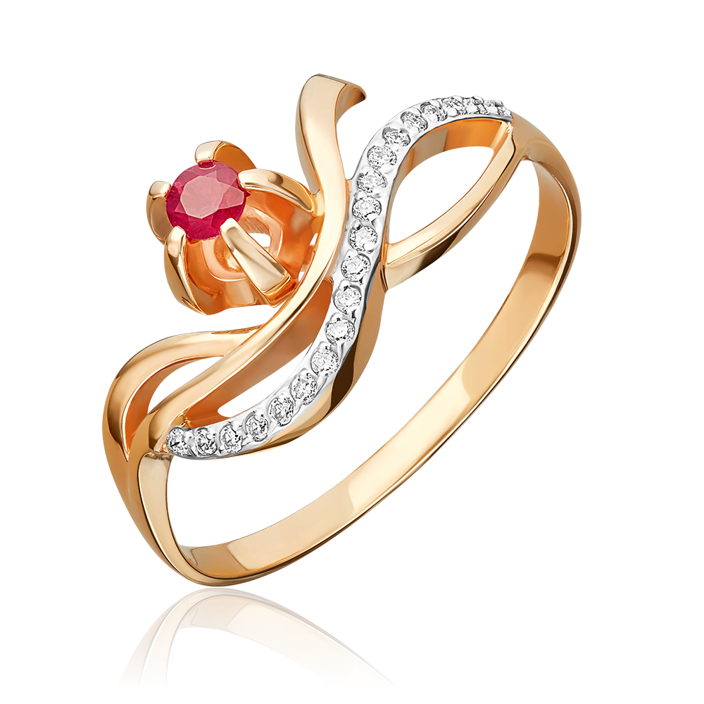 Кольцо из красного золота с рубином и бриллиантами 01-0073-00-107-1110-30