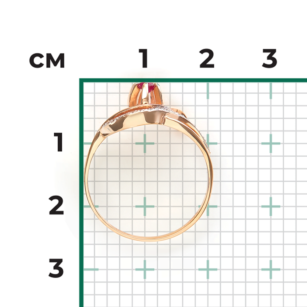 Кольцо из красного золота с рубином и бриллиантами 01-0073-00-107-1110-30