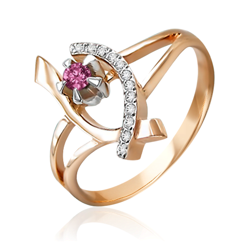 Кольцо из красного золота с рубином и бриллиантами 01-0079-00-107-1110-30