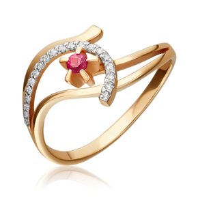 Кольцо из красного золота с рубином и бриллиантами 01-0085-00-107-1110-30