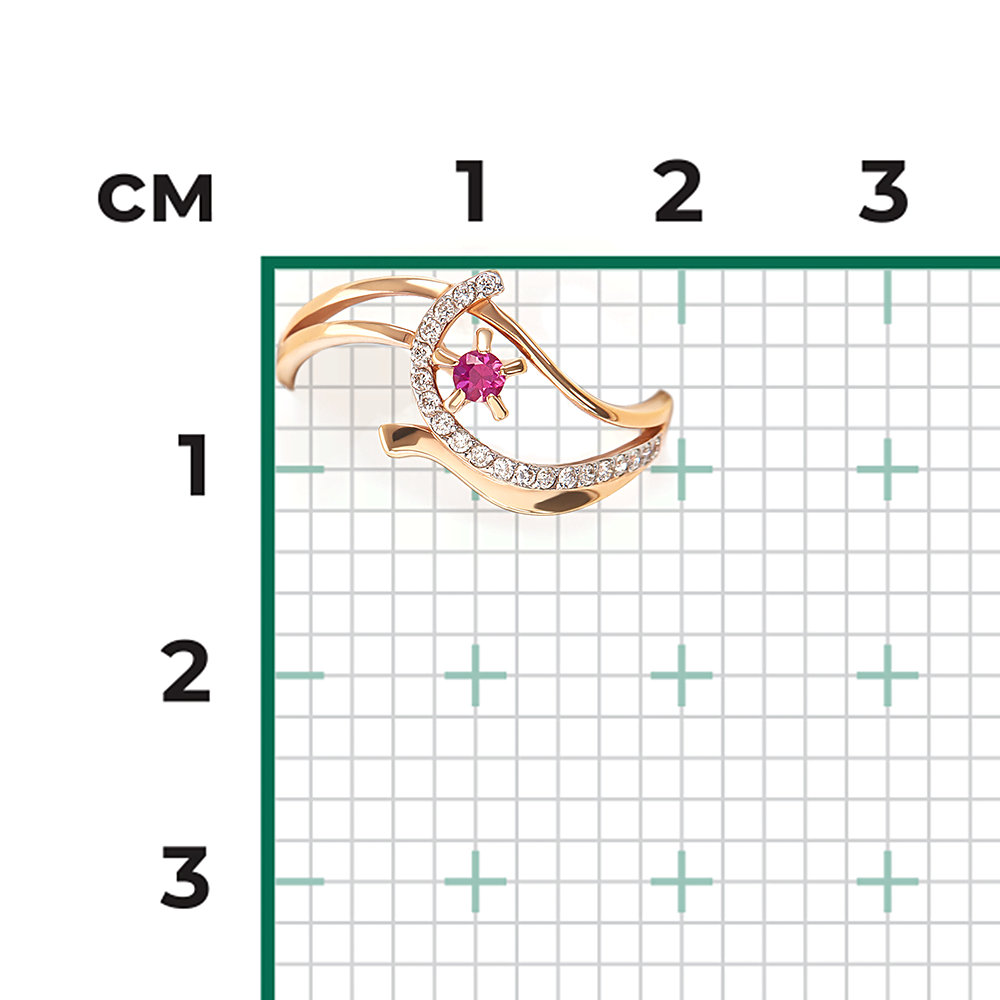 Кольцо из красного золота с рубином и бриллиантами 01-0085-00-107-1110-30