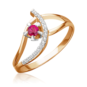 Кольцо из красного золота с рубином и бриллиантами 01-0095-00-107-1110-30