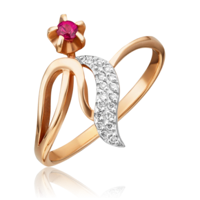 Кольцо из красного золота с рубином и бриллиантами 01-0105-00-107-1110-30
