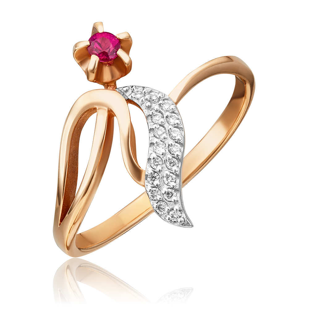 Кольцо из красного золота с рубином и бриллиантами 01-0105-00-107-1110-30