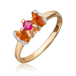 Кольцо из красного золота с рубином и бриллиантами 01-0107-00-107-1110-30