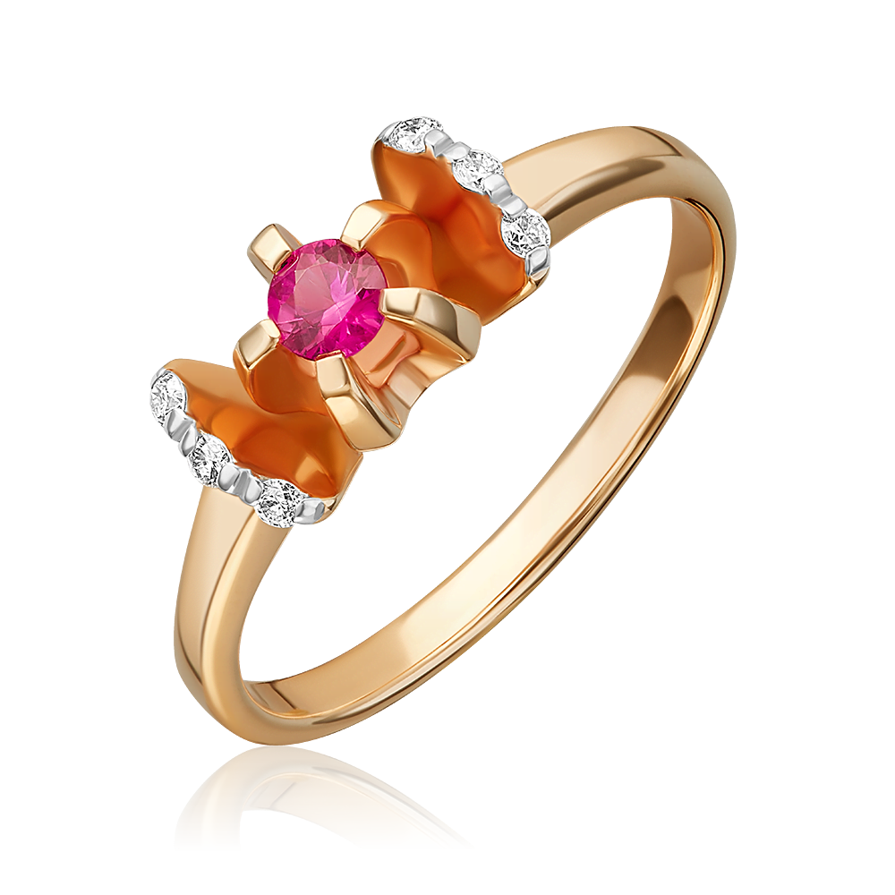 Кольцо из красного золота с рубином и бриллиантами 01-0107-00-107-1110-30