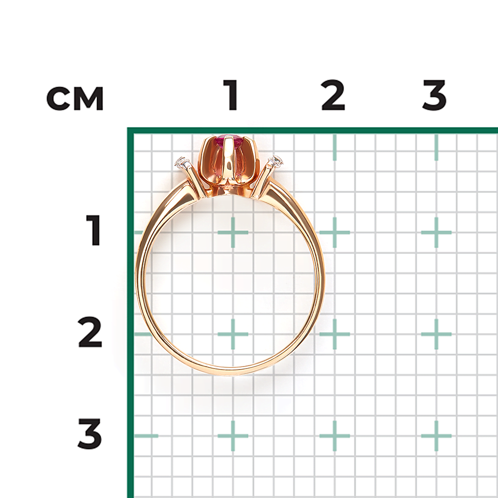 Кольцо из красного золота с рубином и бриллиантами 01-0107-00-107-1110-30
