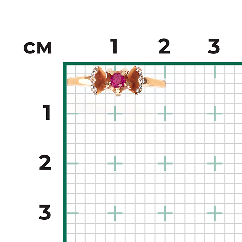 Кольцо из красного золота с рубином и бриллиантами 01-0107-00-107-1110-30
