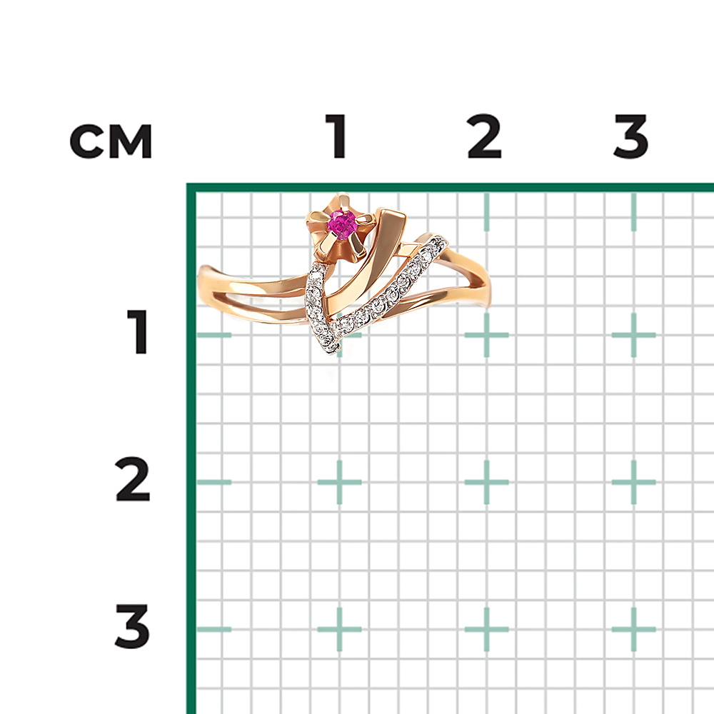 Кольцо из красного золота с рубином и бриллиантами 01-0109-00-107-1110-30