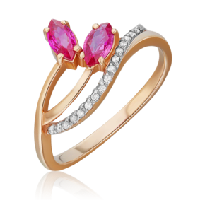 Кольцо из красного золота с рубинами и бриллиантами 01-0121-00-107-1110-30