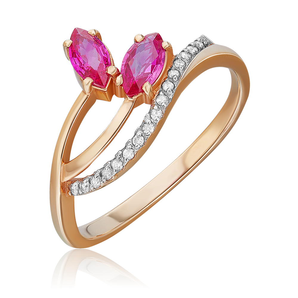 Кольцо из красного золота с рубинами и бриллиантами 01-0121-00-107-1110-30