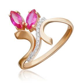 Кольцо из красного золота с рубинами и бриллиантами 01-0123-00-107-1110-30