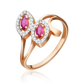 Кольцо из красного золота с рубинами и бриллиантами 01-0127-00-107-1110-30