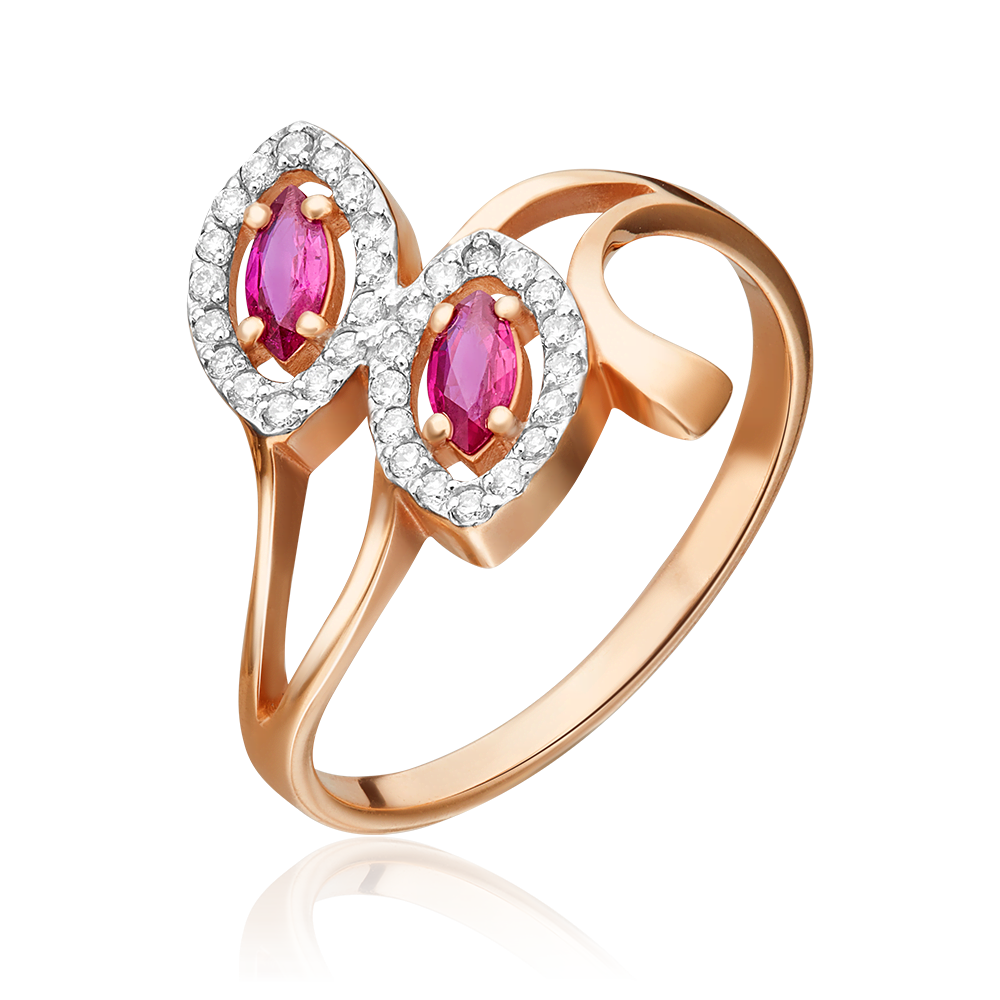 Кольцо из красного золота с рубинами и бриллиантами 01-0127-00-107-1110-30