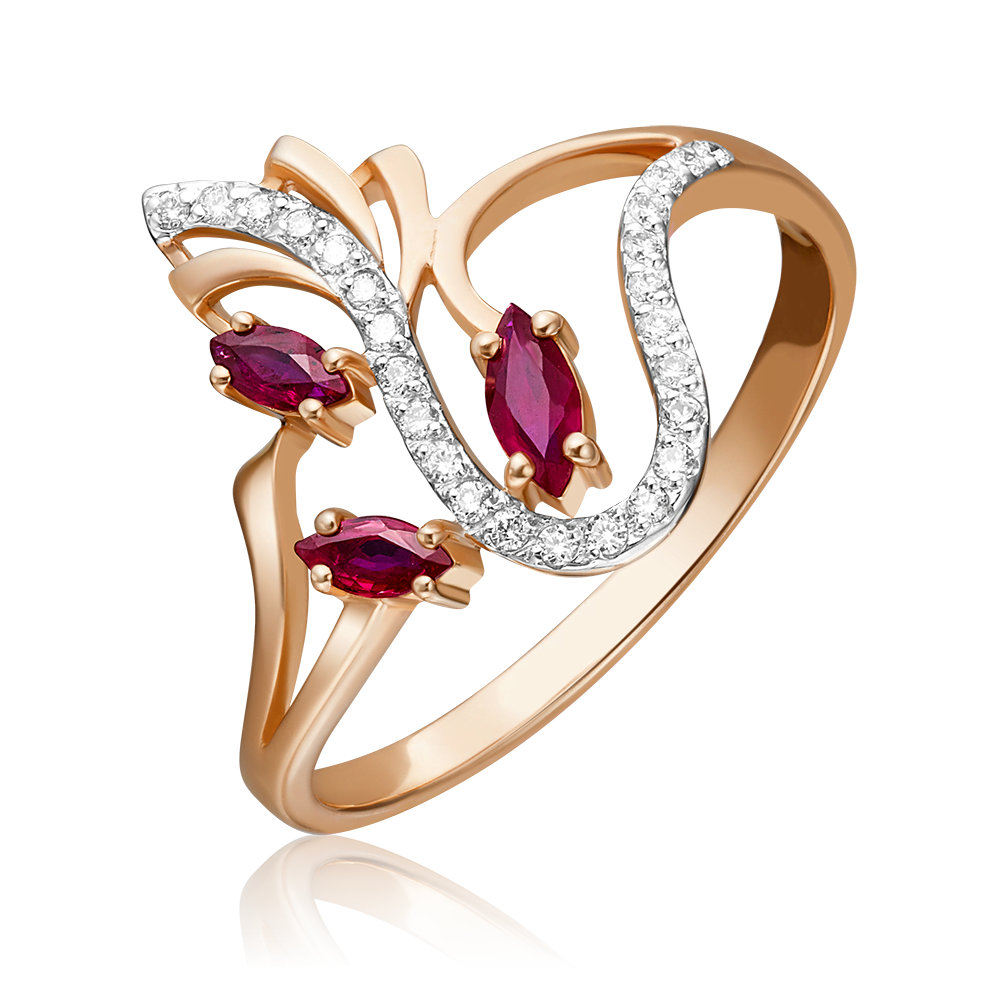 Кольцо из красного золота с рубинами и бриллиантами 01-0129-00-107-1110-30