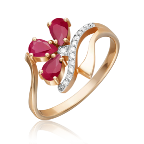 Кольцо из красного золота с рубинами и бриллиантами 01-0133-00-107-1110-30